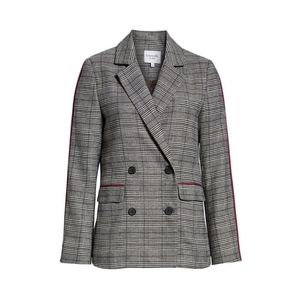 Chriselle Lim Collection Bianca Piped Houndstooth Blazer Grey Women's Small